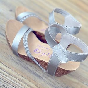 Blowfish Silver Wedge Sandals Size 8